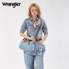 image:imageWrangler Rhinestone Denim Barrel Bag for Women Crossbody Satchel Purse  Bling Rhinestones and Rivets with Detachable Charm Wear as Crossbody Shoulder or Handle for Concerts and Everyday OutingsJean