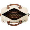 image:imageWrangler Rhinestone Denim Barrel Bag for Women Crossbody Satchel Purse  Bling Rhinestones and Rivets with Detachable Charm Wear as Crossbody Shoulder or Handle for Concerts and Everyday OutingsBiege