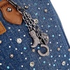 image:imageWrangler Rhinestone Denim Barrel Bag for Women Crossbody Satchel Purse  Bling Rhinestones and Rivets with Detachable Charm Wear as Crossbody Shoulder or Handle for Concerts and Everyday OutingsDark Jean