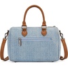 image:imageWrangler Rhinestone Denim Barrel Bag for Women Crossbody Satchel Purse  Bling Rhinestones and Rivets with Detachable Charm Wear as Crossbody Shoulder or Handle for Concerts and Everyday OutingsJean