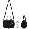 image:imageWrangler Rhinestone Denim Barrel Bag for Women Crossbody Satchel Purse  Bling Rhinestones and Rivets with Detachable Charm Wear as Crossbody Shoulder or Handle for Concerts and Everyday OutingsBlack