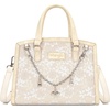 image:imageWrangler Lace Tote Bag for Women Medium Crossbody Top Handle Handbags Ladies Satchel Elegant Purse Charms for Wedding GiftTan