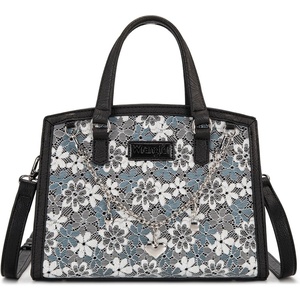 image:imageWrangler Lace Tote Bag for Women Medium Crossbody Top Handle Handbags Ladies Satchel Elegant Purse Charms for Wedding GiftBlack