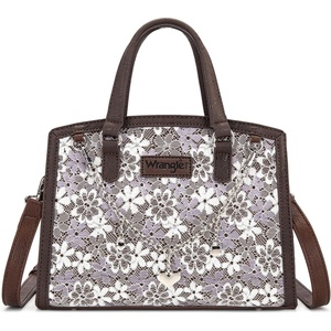 image:imageWrangler Lace Tote Bag for Women Medium Crossbody Top Handle Handbags Ladies Satchel Elegant Purse Charms for Wedding GiftCoffee
