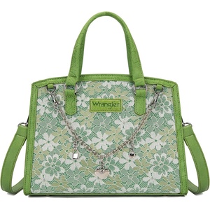 image:imageWrangler Lace Tote Bag for Women Medium Crossbody Top Handle Handbags Ladies Satchel Elegant Purse Charms for Wedding GiftGreen