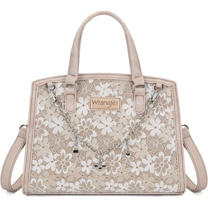 image:imageWrangler Lace Tote Bag for Women Medium Crossbody Top Handle Handbags Ladies Satchel Elegant Purse Charms for Wedding GiftKhaki