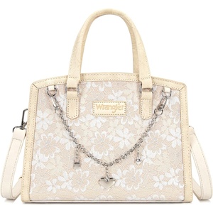 image:imageWrangler Lace Tote Bag for Women Medium Crossbody Top Handle Handbags Ladies Satchel Elegant Purse Charms for Wedding GiftTan