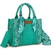 image:imageMontana West Wrangler Desert Paisley Tote Bag for Women Floral Embroidered Top Handle Handbags with BandanaTurquoise