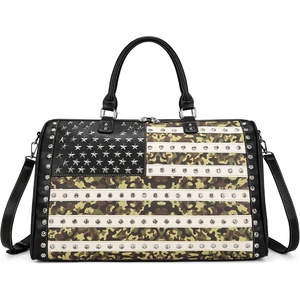 image:imageMontana West American Flag Studded Weekender Bags Patriotic Duffle Bag Large Carry on for Men amp Women BlackFlagarmy Green