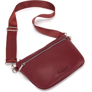 image:imageMontana West Crossbody Bag for Women with Dual Zipper Pockets Bum Bag Fanny Packs Sling Chest Purse with Wide Adjustable StrapBurgundy