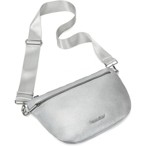image:imageMontana West Crossbody Bag for Women with Dual Zipper Pockets Bum Bag Fanny Packs Sling Chest Purse with Wide Adjustable StrapSilver