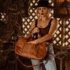 image:imageWrangler Duffel Bag for Women Large Travel Weekender Bag Designer Tapestry Carry On Bags KhakiCanvas CottonBrown