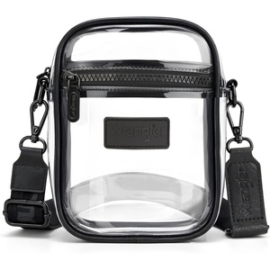image:imageWrangler Clear Bag for Stadium Events Crossbody Purse for Concerts Sports  Stadium Approved Clear Bag for SportsConcertsSee Through Bag04mm Thickened PVCWaterproofLightweightZblack