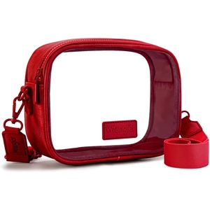 image:imageWrangler Clear Bag for Stadium Events Crossbody Purse for Concerts Sports  Stadium Approved Clear Bag for SportsConcertsSee Through Bag04mm Thickened PVCWaterproofLightweightRed