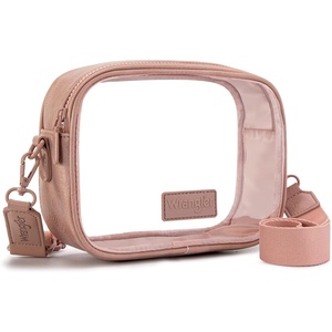 image:imageWrangler Clear Bag for Stadium Events Crossbody Purse for Concerts Sports  Stadium Approved Clear Bag for SportsConcertsSee Through Bag04mm Thickened PVCWaterproofLightweightDeep Pink