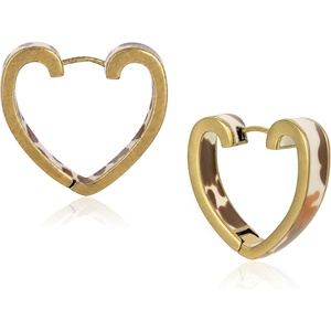 image:imageWrangler Women Gold Cow Print Heart Huggie Hoop Earrings Trendy Jewelry  Western Heart Drop DangleCowgirl Statement JewelryTrendy Ranch Girl StyleCountry Music ConcertARWGEHCW1135GCF