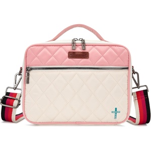 image:imageMontana West Bible Covers for Women Men with Leather Bookmark Carrying Book Case Church Bag Outdoor ProtectiveQuilted Beige Pink