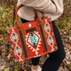 image:imageWrangler Purse Western Aztec Tote Bag Women Top Handle Handbags with Detachable Strap  WesternAngel Diamond Burgundyguitar Strap M