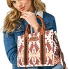 image:imageWrangler Purse Western Aztec Tote Bag Women Top Handle Handbags with Detachable Strap  WesternAngel Diamond Camelguitar Strap M