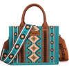 image:imageWrangler Purse Western Aztec Tote Bag Women Top Handle Handbags with Detachable Strap  WesternAngel Diamond Dark Turquoiseguitar Strap M