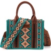 image:imageWrangler Purse Western Aztec Tote Bag Women Top Handle Handbags with Detachable Strap  WesternAngel Diamond Turquoiseguitar Strap M