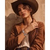 image:imageWrangler Turquoise Charm Bracelets for Women Turquoise Jewelry for Women  14k GoldSilver Plated Bracelet Stack Western Turquoise Jewelry Country Jewelry with Gift BoxSilver Green  A