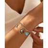 image:imageWrangler Turquoise Charm Bracelets for Women Turquoise Jewelry for Women  14k GoldSilver Plated Bracelet Stack Western Turquoise Jewelry Country Jewelry with Gift BoxGold Green  B