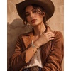 image:imageWrangler Turquoise Charm Bracelets for Women Turquoise Jewelry for Women  14k GoldSilver Plated Bracelet Stack Western Turquoise Jewelry Country Jewelry with Gift BoxGold Green  A