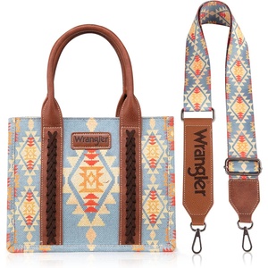 image:imageWrangler Purse Western Aztec Tote Bag Women Top Handle Handbags with Detachable Strap  WesternAngel Cerulean Westblue  Wide Strap M1