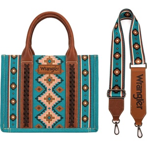 image:imageWrangler Purse Western Aztec Tote Bag Women Top Handle Handbags with Detachable Strap  WesternAngel Diamond Dark Turquoiseguitar Strap M