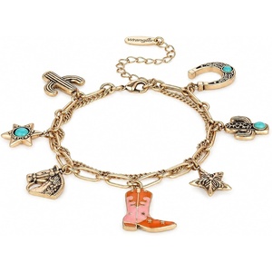 image:imageWrangler Turquoise Charm Bracelets for Women Turquoise Jewelry for Women  14k GoldSilver Plated Bracelet Stack Western Turquoise Jewelry Country Jewelry with Gift BoxGold Orange  D