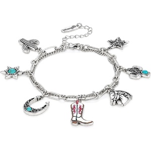 image:imageWrangler Turquoise Charm Bracelets for Women Turquoise Jewelry for Women  14k GoldSilver Plated Bracelet Stack Western Turquoise Jewelry Country Jewelry with Gift BoxSilver White  D