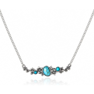 image:imageWrangler Floral Stone Turquoise Necklace Turquoise Jewelry for Women  14K Gold amp Silver Plating Western Jewelry Necklace Country Jewelry with Gift BoxSilver Green