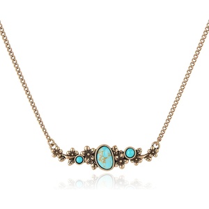image:imageWrangler Floral Stone Turquoise Necklace Turquoise Jewelry for Women  14K Gold amp Silver Plating Western Jewelry Necklace Country Jewelry with Gift BoxGold Green