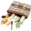 image:imageWrangler Makeup Bag Travel Toiletry Bag Waterproof Cosmetic Bag for Women  Western Aztec Make Up Bag Portable Large Makeup OrganizerCute Makeup PouchTan