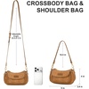 image:imageWrangler Small Shoulder Bag Cute Purses for Women Handbag Underarm Bag  Mini Crossbody Bag 2 Removable Straps Front Back Small Pockets PU Leather Hobo Bag Retro Purse for Dating EverydayLight Brown