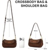 image:imageWrangler Small Shoulder Bag Cute Purses for Women Handbag Underarm Bag  Mini Crossbody Bag 2 Removable Straps Front Back Small Pockets PU Leather Hobo Bag Retro Purse for Dating EverydayBrown