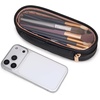 image:imageWrangler Travel Makeup Bag 2pcs Set Cosmetic Bag with Makeup Brush Holder  Portable Make Up OrganizerLarge Toiletry Bag with Divider and Handle for WomenBlack