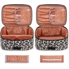 image:imageWrangler Travel Makeup Bag 2pcs Set Cosmetic Bag with Makeup Brush Holder  Portable Make Up OrganizerLarge Toiletry Bag with Divider and Handle for WomenLeopardBlack