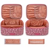 image:imageWrangler Travel Makeup Bag 2pcs Set Cosmetic Bag with Makeup Brush Holder  Portable Make Up OrganizerLarge Toiletry Bag with Divider and Handle for WomenLeopardPink
