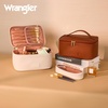 image:imageWrangler Travel Makeup Bag 2pcs Set Cosmetic Bag with Makeup Brush Holder  Portable Make Up OrganizerLarge Toiletry Bag with Divider and Handle for WomenSolid Beige