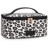 image:imageWrangler Travel Makeup Bag 2pcs Set Cosmetic Bag with Makeup Brush Holder  Portable Make Up OrganizerLarge Toiletry Bag with Divider and Handle for WomenLeopardBlack