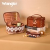 image:imageWrangler Travel Makeup Bag 2pcs Set Cosmetic Bag with Makeup Brush Holder  Portable Make Up OrganizerLarge Toiletry Bag with Divider and Handle for WomenAztecCoffee