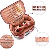image:imageWrangler Travel Makeup Bag 2pcs Set Cosmetic Bag with Makeup Brush Holder  Portable Make Up OrganizerLarge Toiletry Bag with Divider and Handle for WomenAztecRed