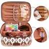 image:imageWrangler Travel Makeup Bag 2pcs Set Cosmetic Bag with Makeup Brush Holder  Portable Make Up OrganizerLarge Toiletry Bag with Divider and Handle for WomenAztecCoffee