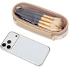 image:imageWrangler Travel Makeup Bag 2pcs Set Cosmetic Bag with Makeup Brush Holder  Portable Make Up OrganizerLarge Toiletry Bag with Divider and Handle for WomenCheckeredBeige