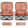 image:imageWrangler Travel Makeup Bag 2pcs Set Cosmetic Bag with Makeup Brush Holder  Portable Make Up OrganizerLarge Toiletry Bag with Divider and Handle for WomenAztecBlack