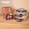 image:imageWrangler Travel Makeup Bag 2pcs Set Cosmetic Bag with Makeup Brush Holder  Portable Make Up OrganizerLarge Toiletry Bag with Divider and Handle for WomenAztecRed