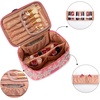 image:imageWrangler Travel Makeup Bag 2pcs Set Cosmetic Bag with Makeup Brush Holder  Portable Make Up OrganizerLarge Toiletry Bag with Divider and Handle for WomenAztecPink