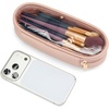 image:imageWrangler Travel Makeup Bag 2pcs Set Cosmetic Bag with Makeup Brush Holder  Portable Make Up OrganizerLarge Toiletry Bag with Divider and Handle for WomenLight Pink